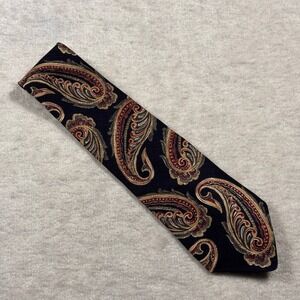 Hunt Club Italian Silk Paisley Tie Mens Necktie Burgundy Gold Navy Blue